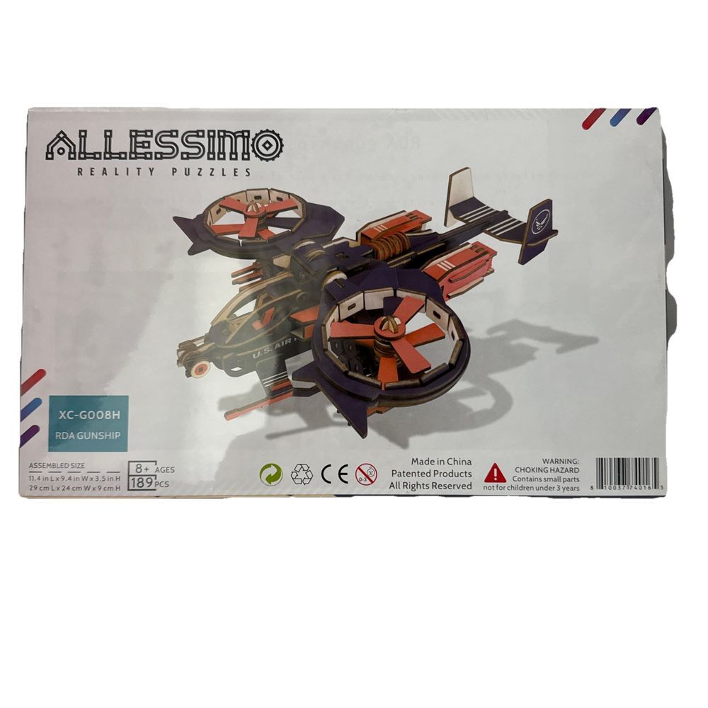 Allessimo Artisolve 3D Wooden RDA Gunship Helicopter Assembly Model Kit 8+‎